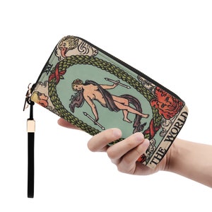 The World Tarot Wallet - Tarot Clutch -  Vegan Leather Wallet - Vintage Tarot