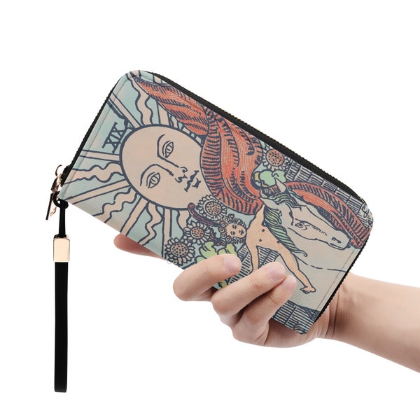 The Sun Card Wallet - Zipper Pouch - Tarot Card - Casual Clutch Wallet