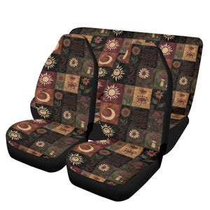 Lapptäcke himmelsk sol måne orm svamp bilsätesöverdrag, boho goth bilinredning set