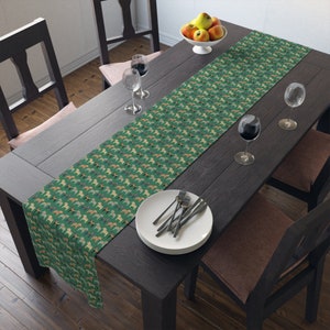 Table Runner Dala Horse Green Cotton Twill Material Scandinavian Dalarna Horse Two Sizes Available Holiday Norwegian Bordduk Swedish Jul