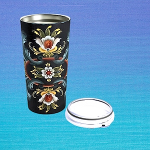 Rosemaling Kaffeegetränke Becher 20 Unzen Skandinavischen Reisebecher Floral Insulierte Becher Geschenk für Swede Norwegisch
