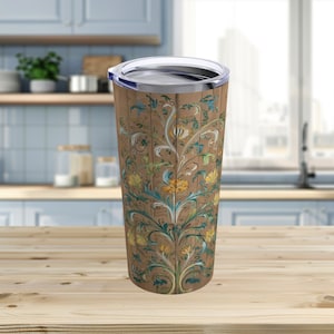 Rustikaler Rosemaling Becher Holzoptik skandinavischer Reisebecher Floral, isolierter 20 Unzen Becher Geschenk für den norwegischen Rosemaled Cottage-Kern