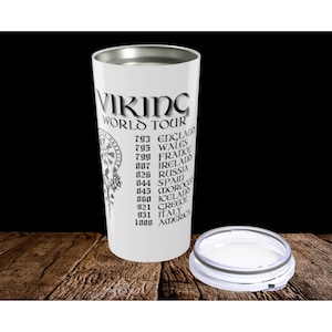 Viking World Tour Tumbler 20oz, Nordic Travel Mug, Norse Gift for him, Coffee Water Cup, Unique Gift Idea
