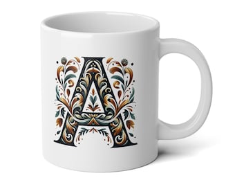 Rosemaling Lettera A Tazza Jumbo, 20 once - Tazza da tè Fika norvegese Rosemaled svedese Telemark Regalo, Arte popolare