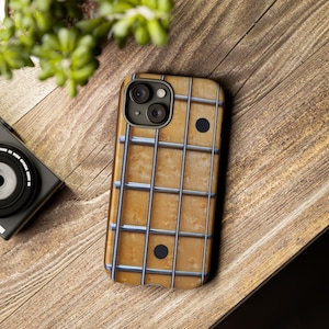 Custodia rigida per basso con tastiera in acero, manico e corde, custodia per telefono Rock and Roll, regalo per musicisti, accessori per chitarristi elettrici, protettiva