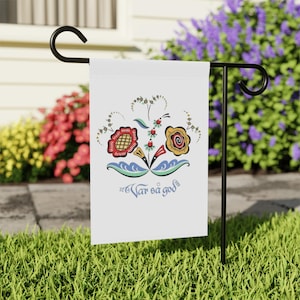Outdoor Flag, Swedish Garden Banner, Varsågod House Decor, Colorful Yard Sign, Bright Scandi Gift, Spring Gardening Decoration, Holiday