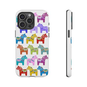 Süßes Dala Pferd Skandinavische Multicolor Dalarna Schwedische Dalahäst Cottagecore Dual-Layer-Telefon-Hülle Norwegische Schwede Dalarna Pferde