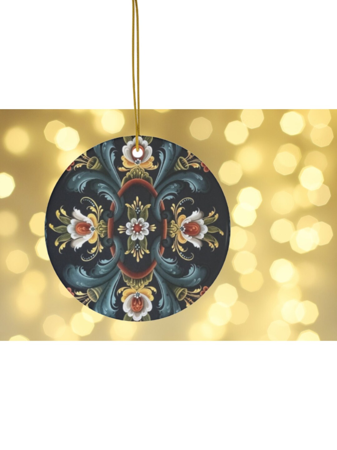 Rosemaling Christmas Ornament Scandinavian Family Heirloom Ornament