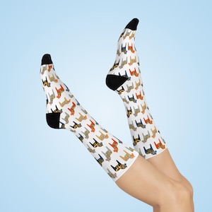Scandinavian DALA HORSE Cushioned Crew Socks - Swedish Dalarna Horse Design, Warm Winter Socks, Unique Gift for Horse Lovers, Cozy Footwear
