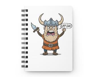 Uff Da Norwegian Inspired Spiral Bound Journal, Blank Notebook for Scandinavian Notes, Lined Travel Journal, School Supplies,
