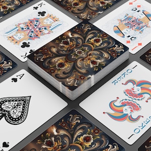 Rosemaling トランプ スカンジナビア風ゲームナイト スウェーデン ノルウェー ギフトセット 家族で楽しめるゲームナイト ポーカーカードデッキ