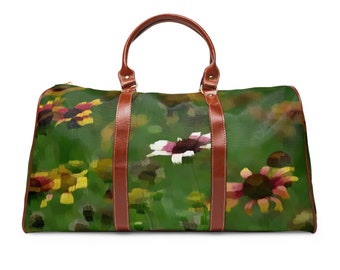 Impressionist Style Floral Travel Bag Waterproof Tote Bag Purse Satchel Scandinavian Duffel Bag Carryon Duffle