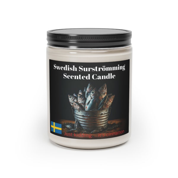 Humorous Candle Surströmming Scented Candle, 9oz (Cinnamon scented!) Scandinavian Swedish Norwegian Gift Strömming  Fish joke