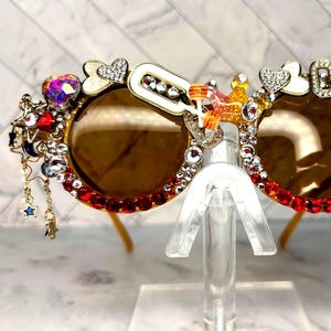 Kids Fancy Sunglasses, Rhinestone Charm Sunnies Glam, custom colorful candy sprinkle flower sunglasses, beach party, children&#39;s party gift