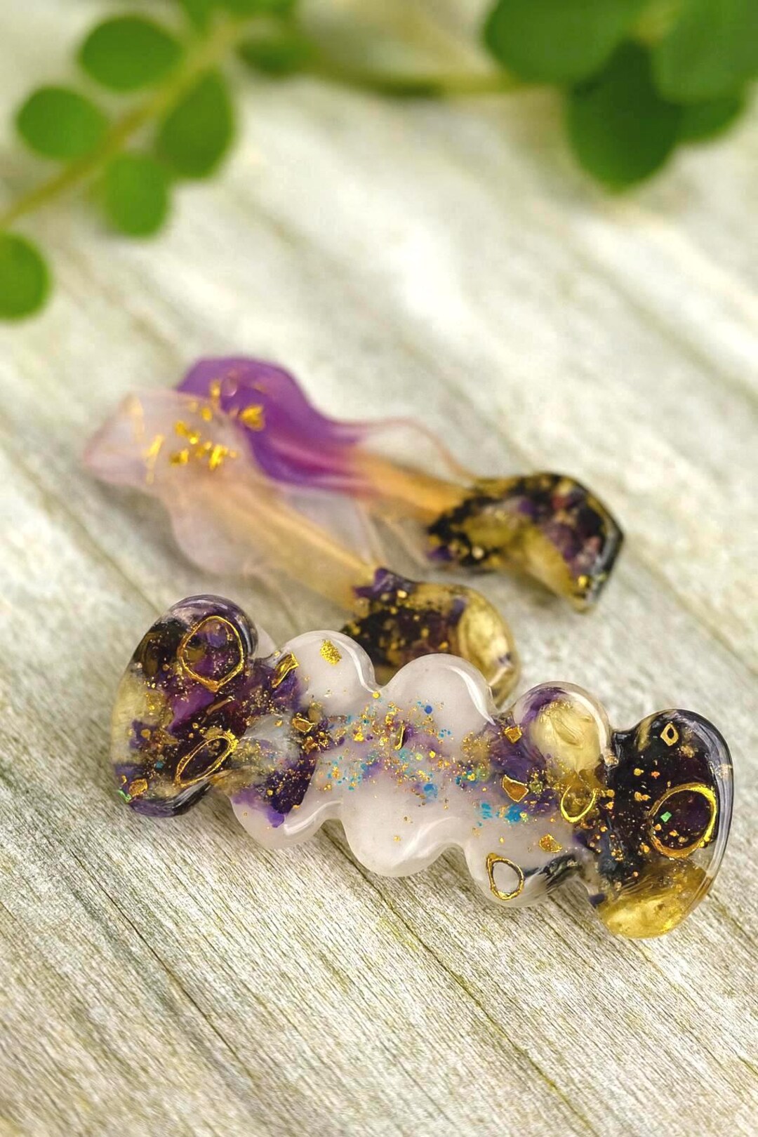 Resin Hair Clips Set of 3, Cute Handmade Clips, Real Dried Flowers ...