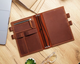 Handmade Brown Leather A5 Notebook Cover with Pen Holder + More! –  LeatherNeo
