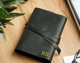 Leather book cover with initials, Leather book sleeve, Customized book case, Leather book wrap, Handmade book cover, Book cover personalized