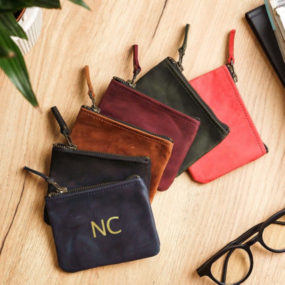 Small Leather Zipper Coin Purses,personalized Zipper Pouch