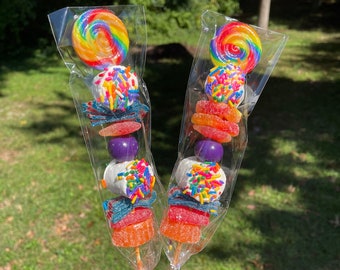 Snoep Kabobs | Niet-gepersonaliseerde snoepspiesjes | Feestartikelen | Traktaties voor kinderen | Verjaardag, babyshower, vakantie | BellaBonSnoep