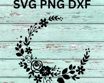 Floral Wreath SVG, Floral Frame PNG, Monogram Frame, Cricut Floral Frame Digital Download