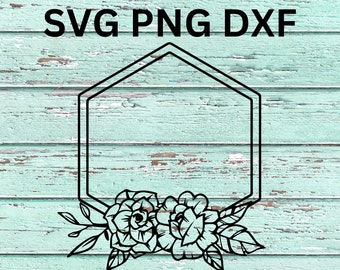 Floral Wreath SVG, Floral Frame PNG, Monogram Frame, Cricut Floral Frame Digital Download