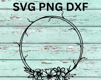 Floral Wreath SVG, Floral Frame PNG, Monogram Frame, Cricut Floral Frame Digital Download