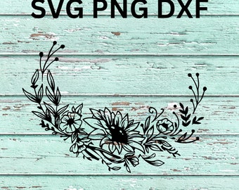 Floral Wreath SVG, Floral Frame PNG, Monogram Frame, Cricut Floral Frame Digital Download