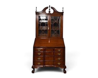 Antique 1920s Flint’s Fine Furniture Secretary Desk – 100-Year-Old Mahogany Bureau Cabinet, Flint & Horner Co. New York-Ball and Claw Feet