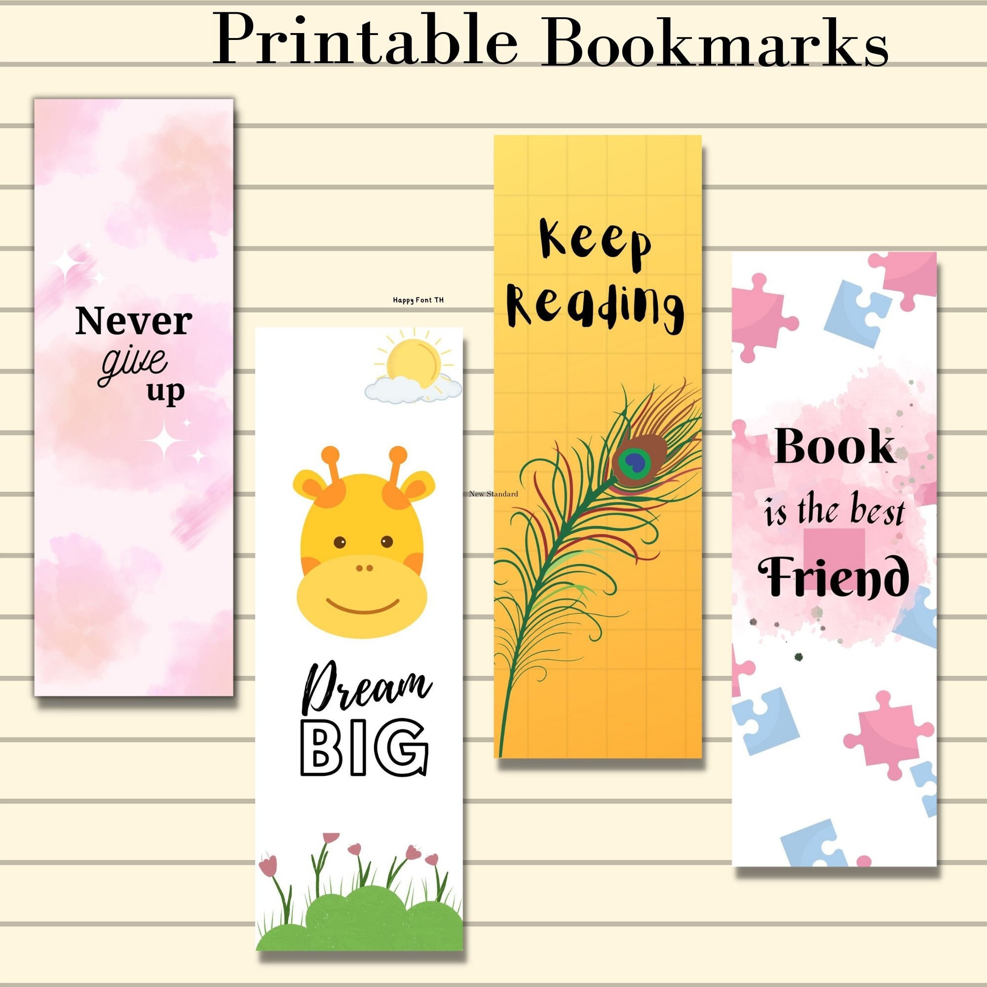 Never give up,Keep reading,Dream big, Book is the best friend, printable Bookmarks,book lovers gift idea,reading stationary