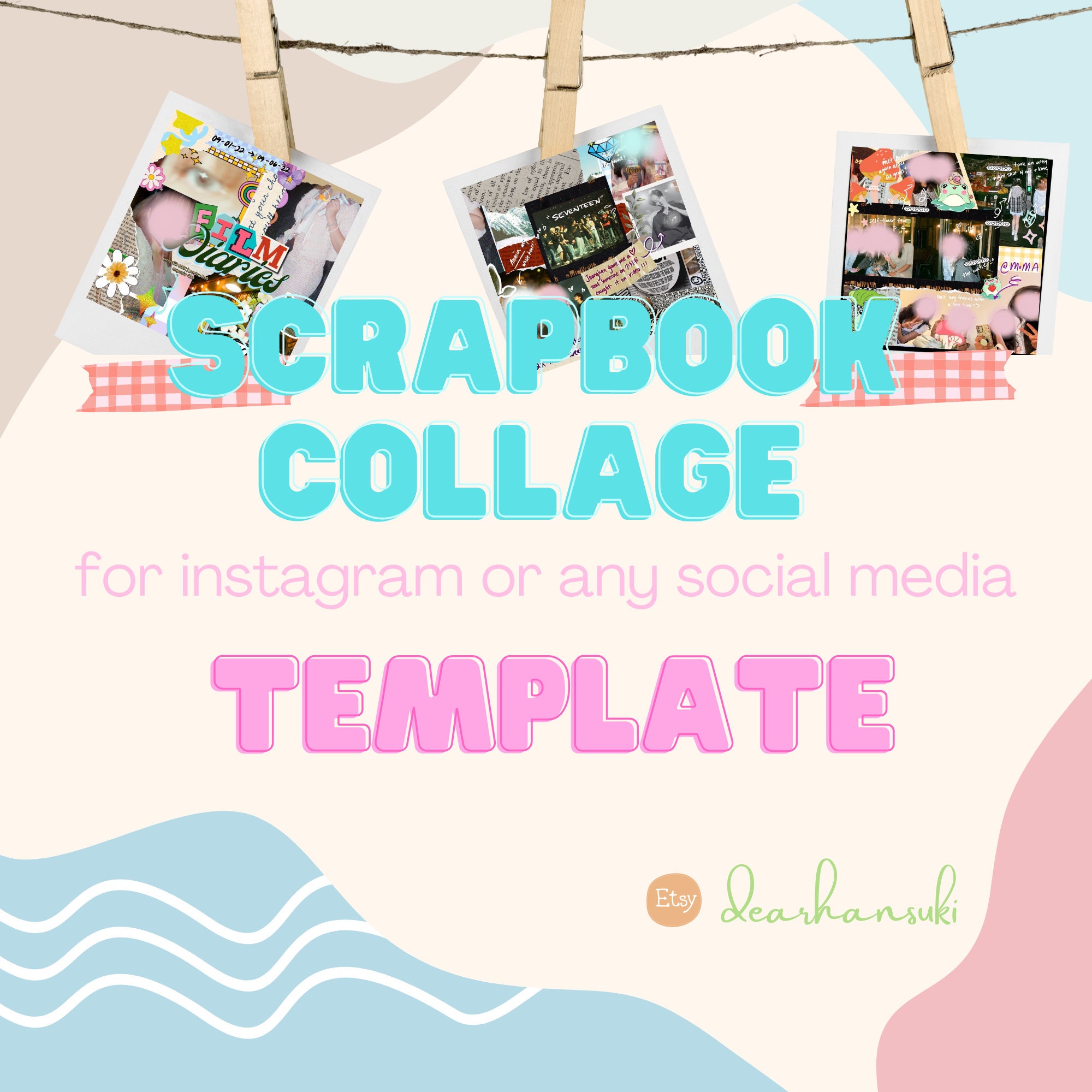 Canva Digital Scrapbook Collage Template Bundle 3 Templates for