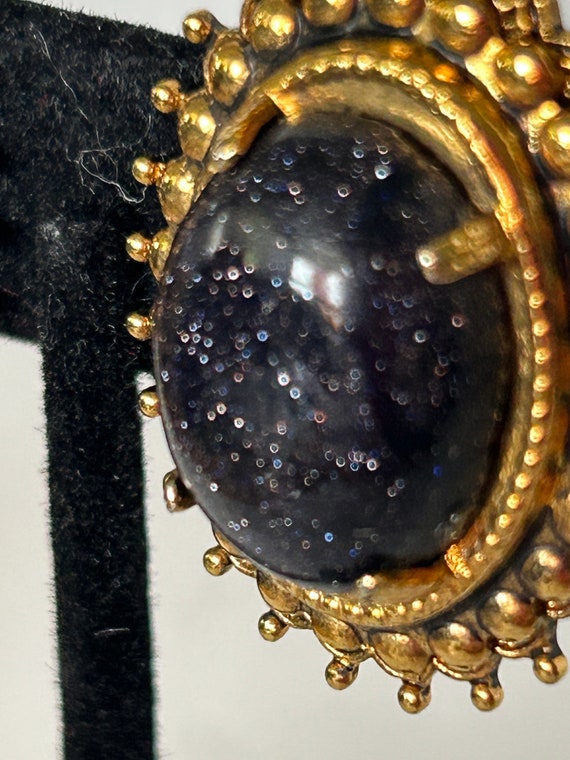 J238S.  Gorgeous Gold Stone Artisan clip Earrings - image 3