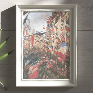 Rue Saint Denis av Claude Monet, Korsstygnsmönster, Berömd målning, Impressionist
