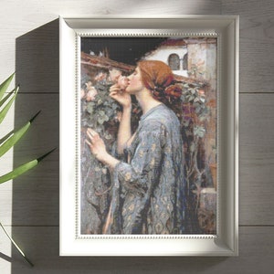 El alma de la rosa de John William Waterhouse, patrón de punto de cruz, pintura famosa, romántico