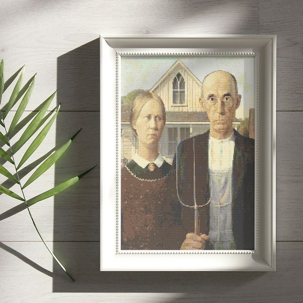 Cross Stitch Pattern American Gothic Etsy