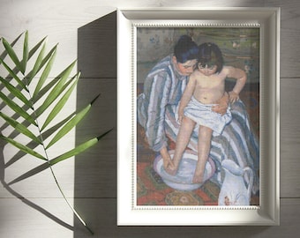 The Child's Bath by Mary Casstt, Cross Stitch Pattern, Famous Painting, Impressionist