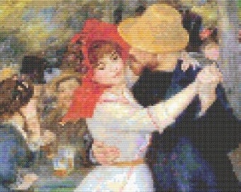 Dance at Bougival by Pierre-Auguste Renoir, Cross Stitch Pattern, Famous Painting, Impressionist