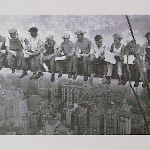 Mittagessen auf einem Wolkenkratzer, Kreuzstichmuster, berühmte Fotografie, New York