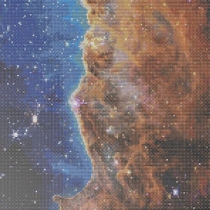 Carina Nebula from the James Webb Space Telescope, Cross Stitch Pattern, Famous Photograph, Outerspace