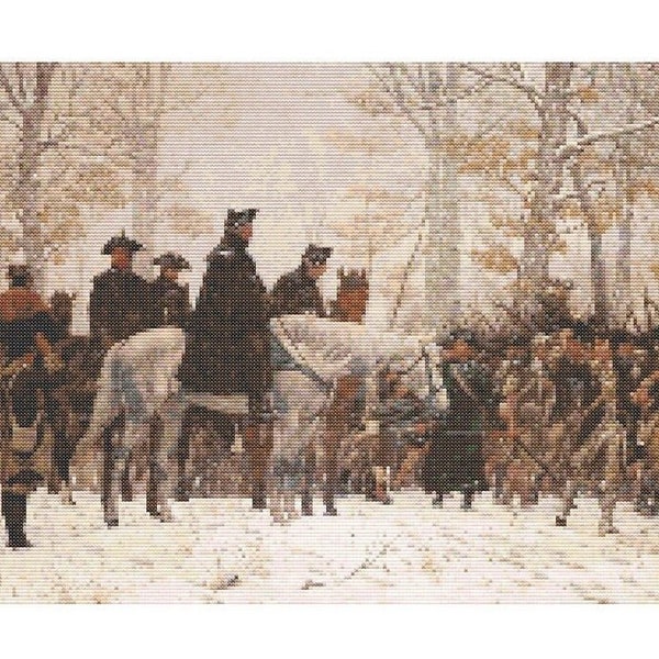 The March to Valley Forge by William Trego, Cross Stitch Pattern, Famous Painting, American History, Revolutionary War