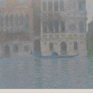 Venice, Palazzo Dario by Claude Monet, Cross Stitch Pattern, Famous Painting, Impressionist, Italy