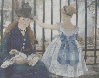 The Railway by Edouard Manet, Cross Stitch Pattern, Famous Painting, Impressionist