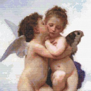 Eerste kus van William-Adolphe Bouguereau, kruissteekpatroon