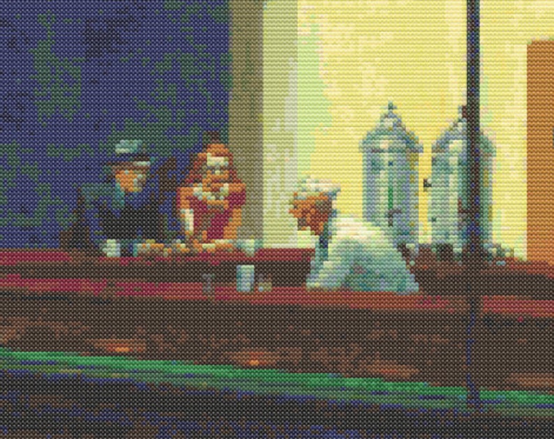 Nighthawks by Edward Hopper, Cross Stitch Pattern, Famous Painting Etsy