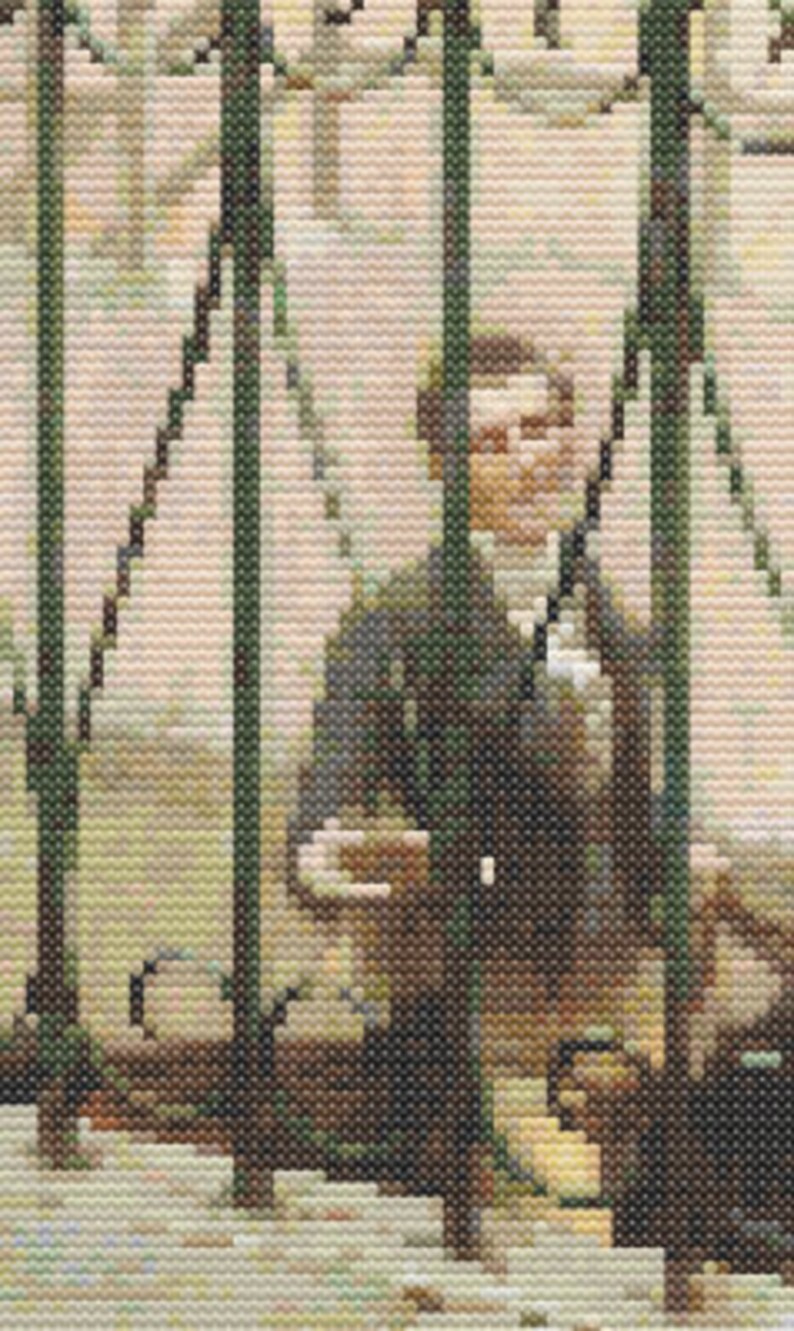 A Favor by Edmund Blair Leighton, Cross Stitch Pattern, Famous Painting