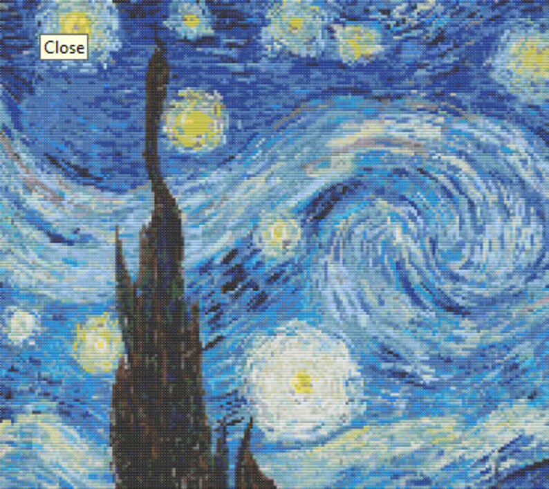 The Starry Night by Vincent Van Gogh, Cross Stitch Pattern, Famous