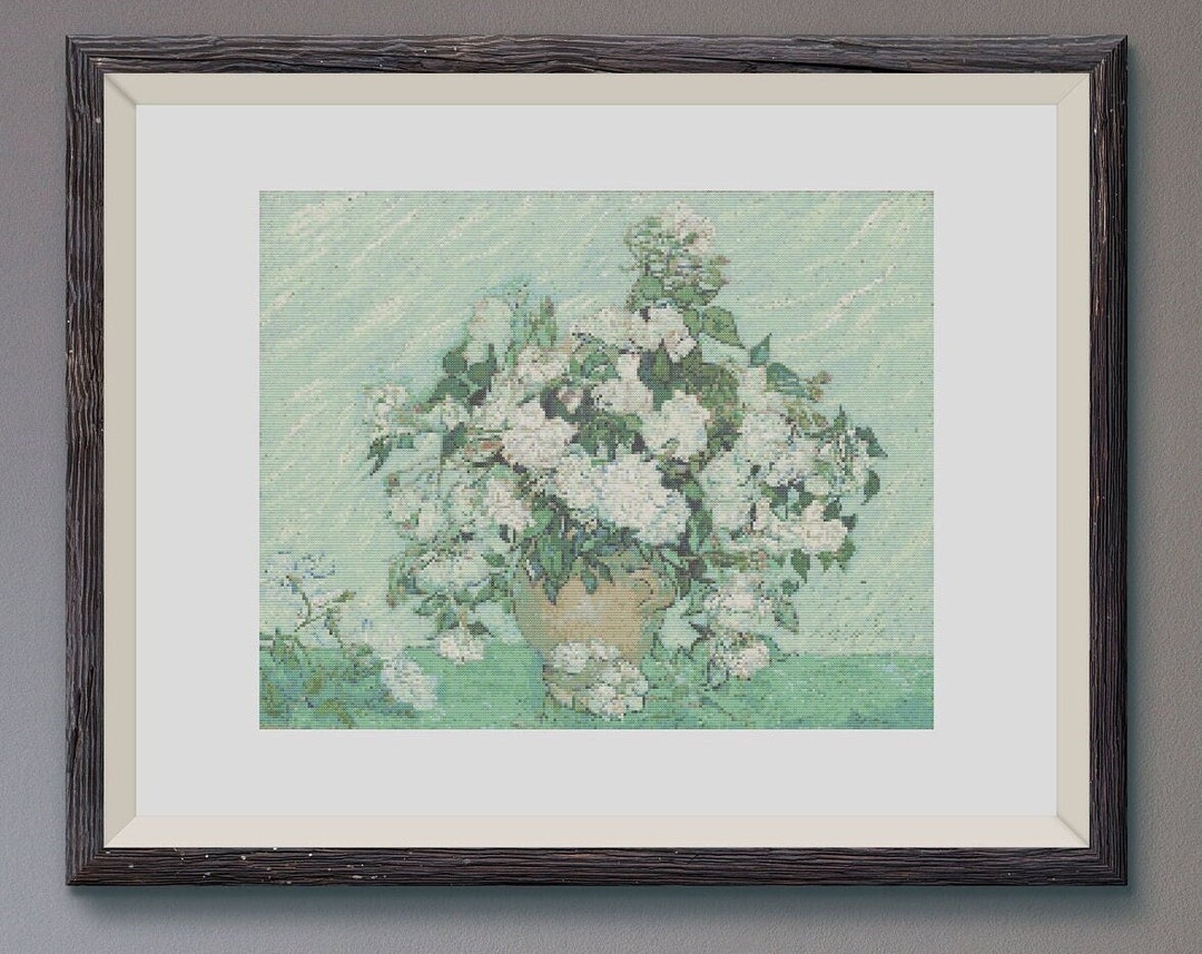 Roses by Vincent Van Gogh, Cross Stitch Pattern, Famous Painting