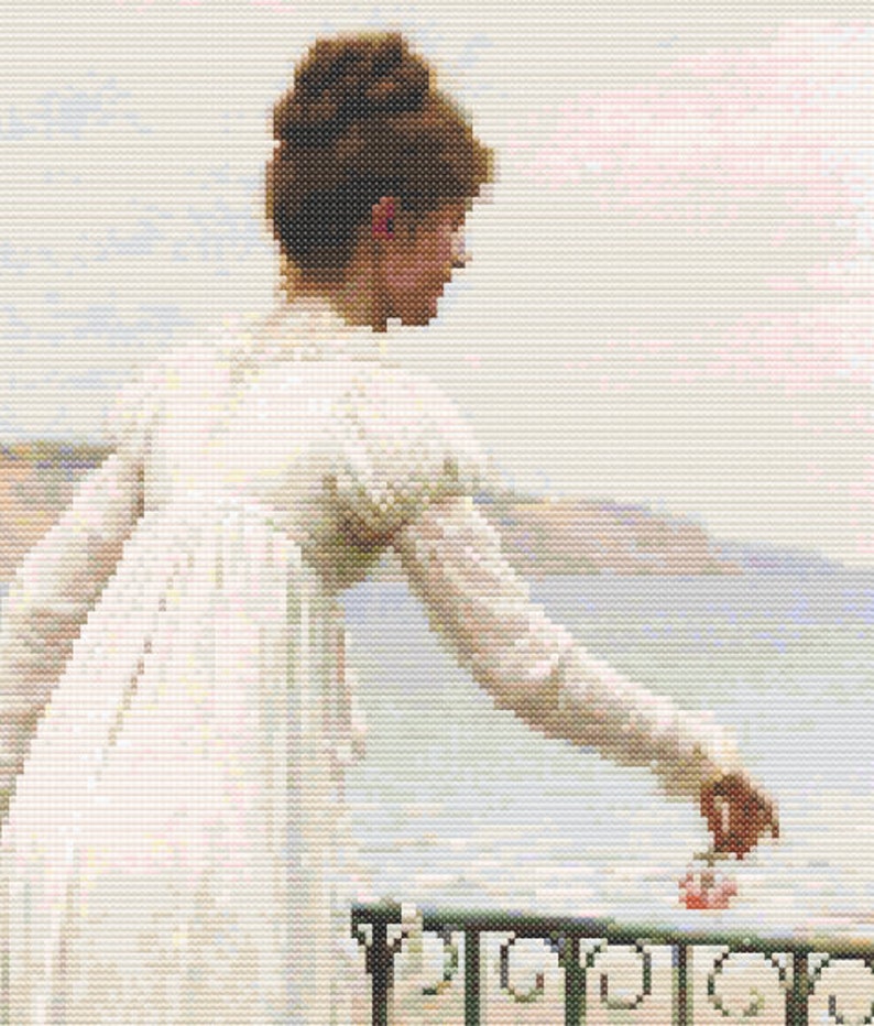 A Favor by Edmund Blair Leighton, Cross Stitch Pattern, Famous Painting