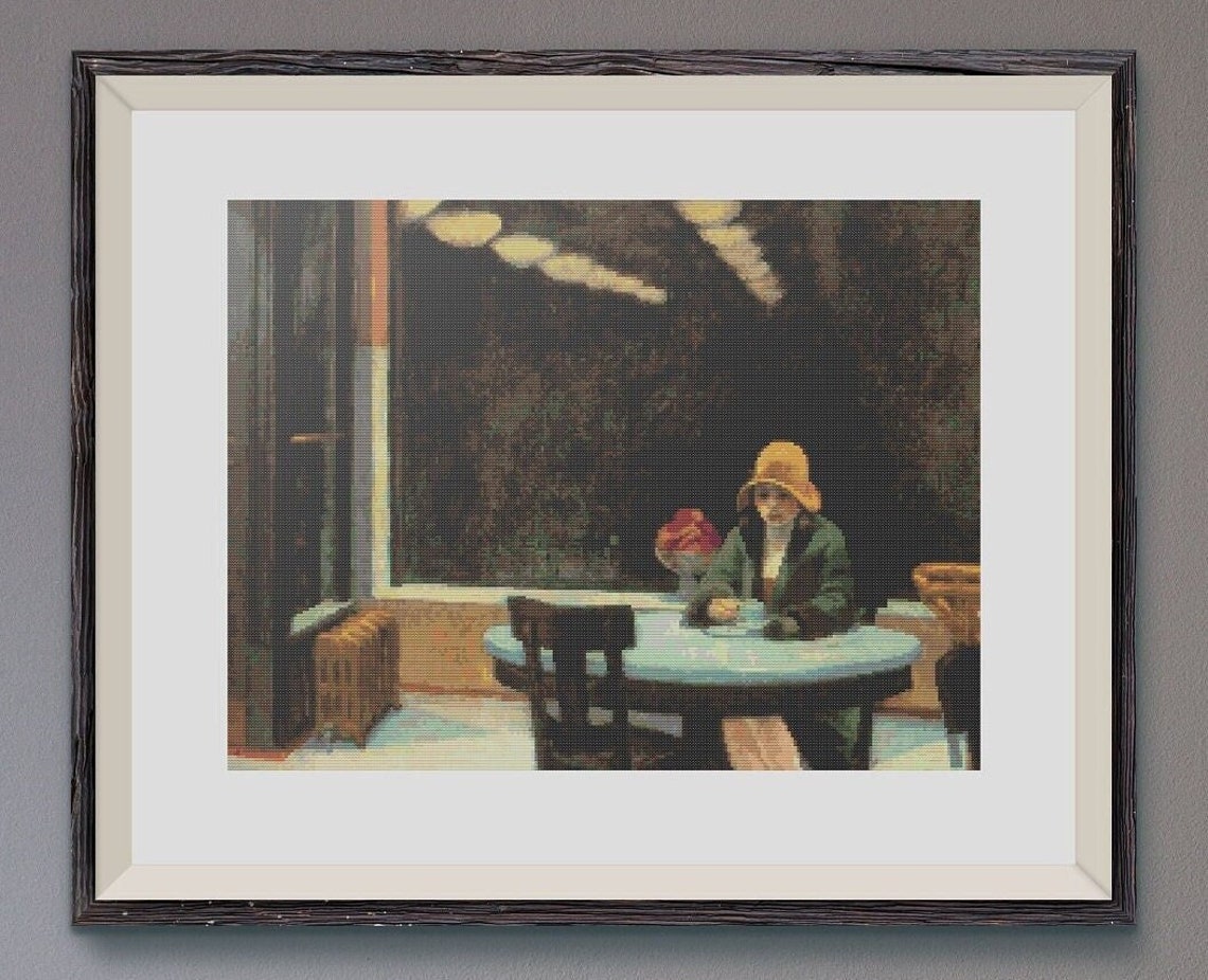 Automat by Edward Hopper, Cross Stitch Pattern, Famous Painting Etsy