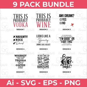 Drink Drunk Design Bundle, Wine Svg, Beer Svg, Tequila Svg, Drunk Svg, Vodka Svg, Beer Svg, Day Drinking Svg