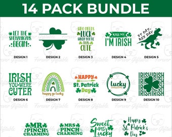 St. Patrick's Day Design Bundle SVG, St Patrick's Day Quotes, Rainbow svg, Lucky SVG, St Patricks Day Rainbow, Shamrock